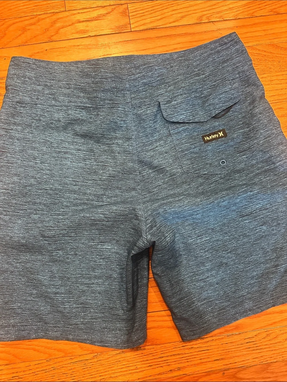 Hurley Men's Blue Heather Swim Board Shorts with Red Logo
